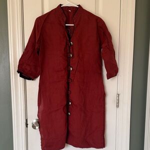 🌸Ladies Elegant Maroon Tunic with Button Accents and embroidery design